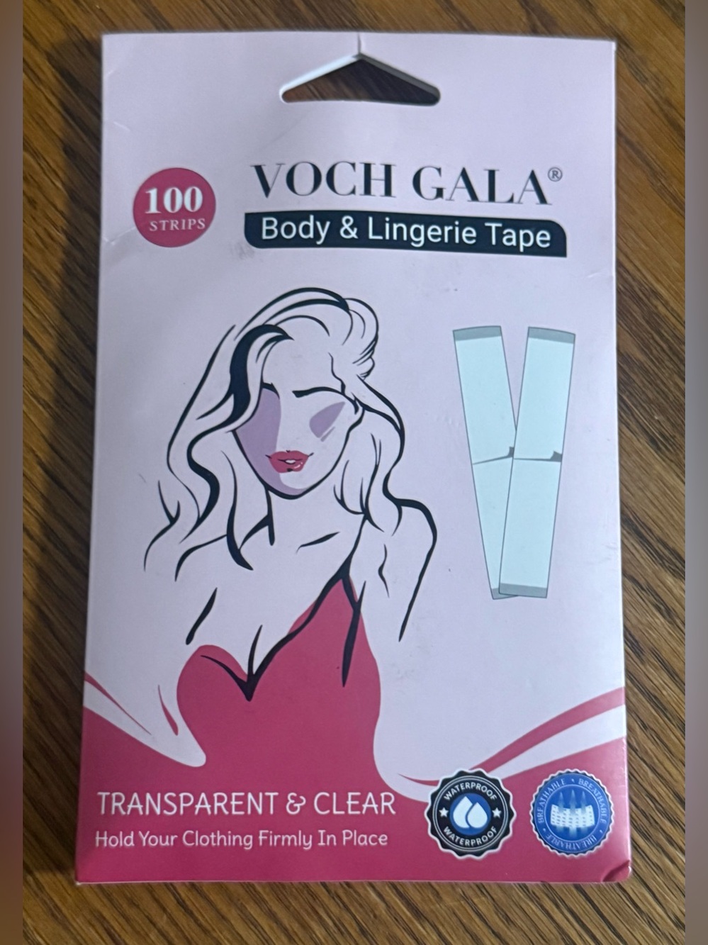 VOCH GALA Body & Lingerie Tape 100 Strips Transparent Clear Waterproof Double-Si